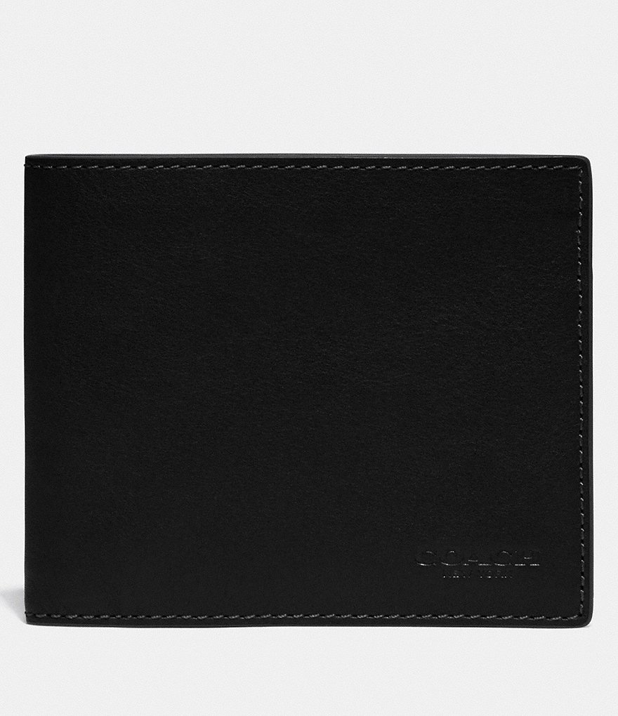 Coach Men's 3 in 1 Signature Black Leather Embossed Wallet