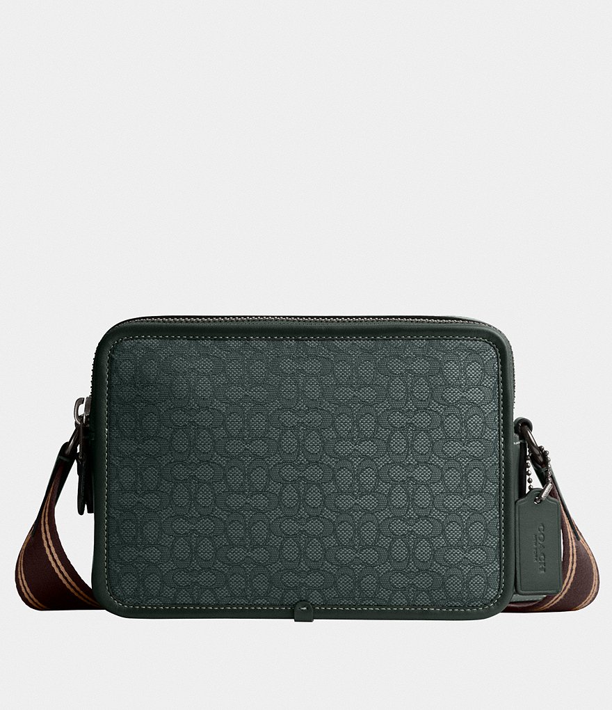Coach Leather Hitch Backpack in Micro Signature Jacquard -  Green - Size