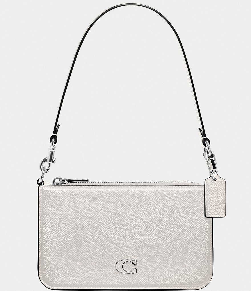 COACH Pebbled Leather Pouch Silver Tone Shoulder Bag | Dillard's