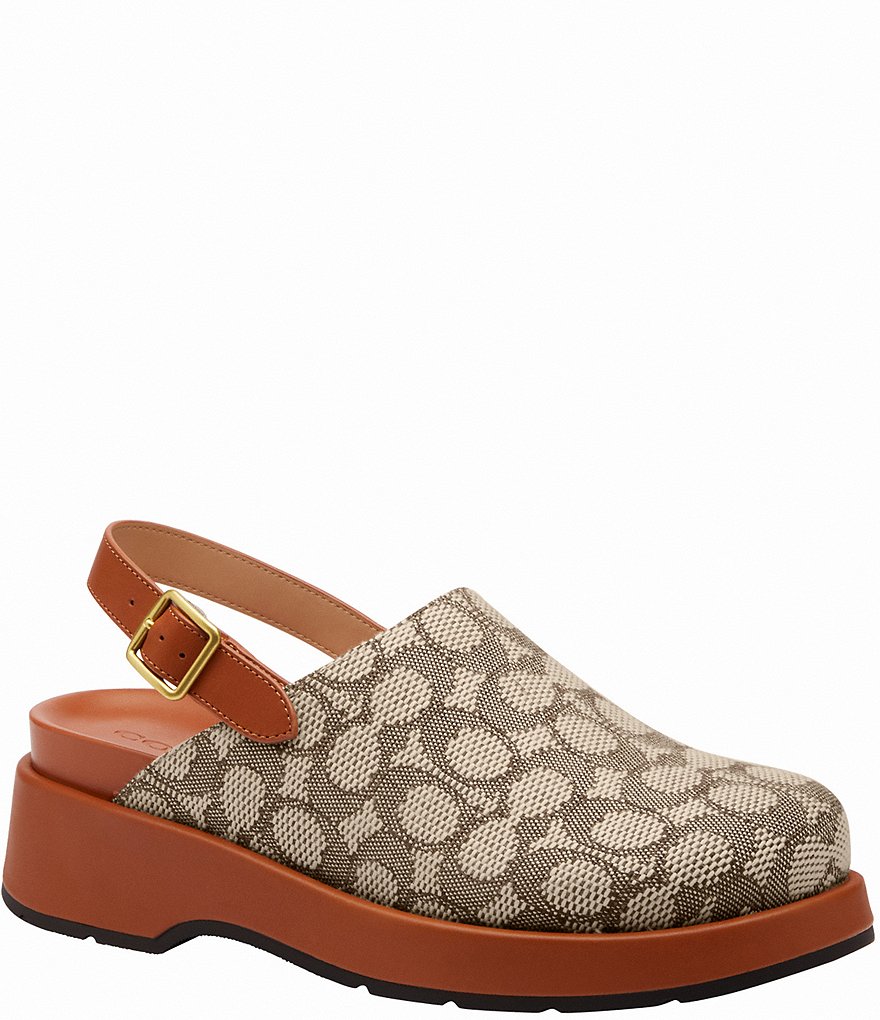 COACH Sculpted C Signature Jacquard Platform Clogs | Dillard's