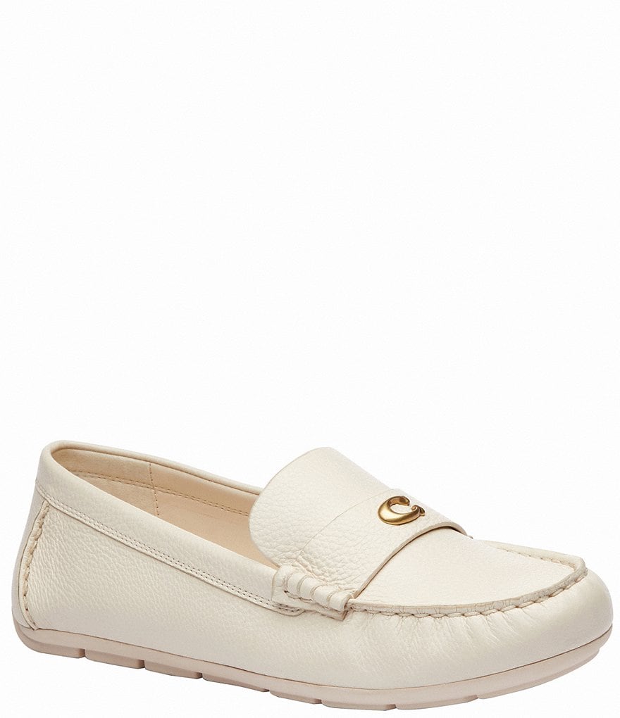 COACH Sculpted C Leather Driver Loafers | Dillard's