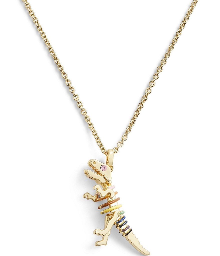 COACH Signature Rainbow Rexy Long Pendant Necklace | Dillard's