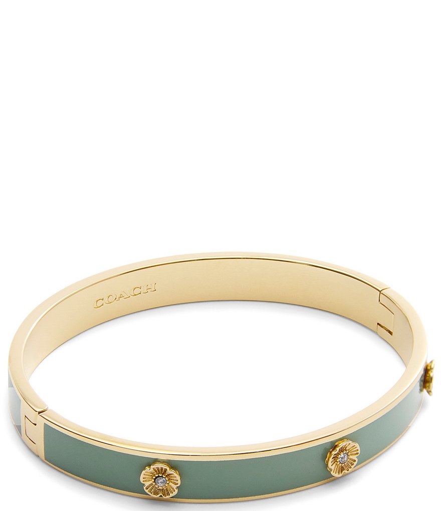 COACH Signature Tea Rose Enamel Bangle Bracelet | Dillard's