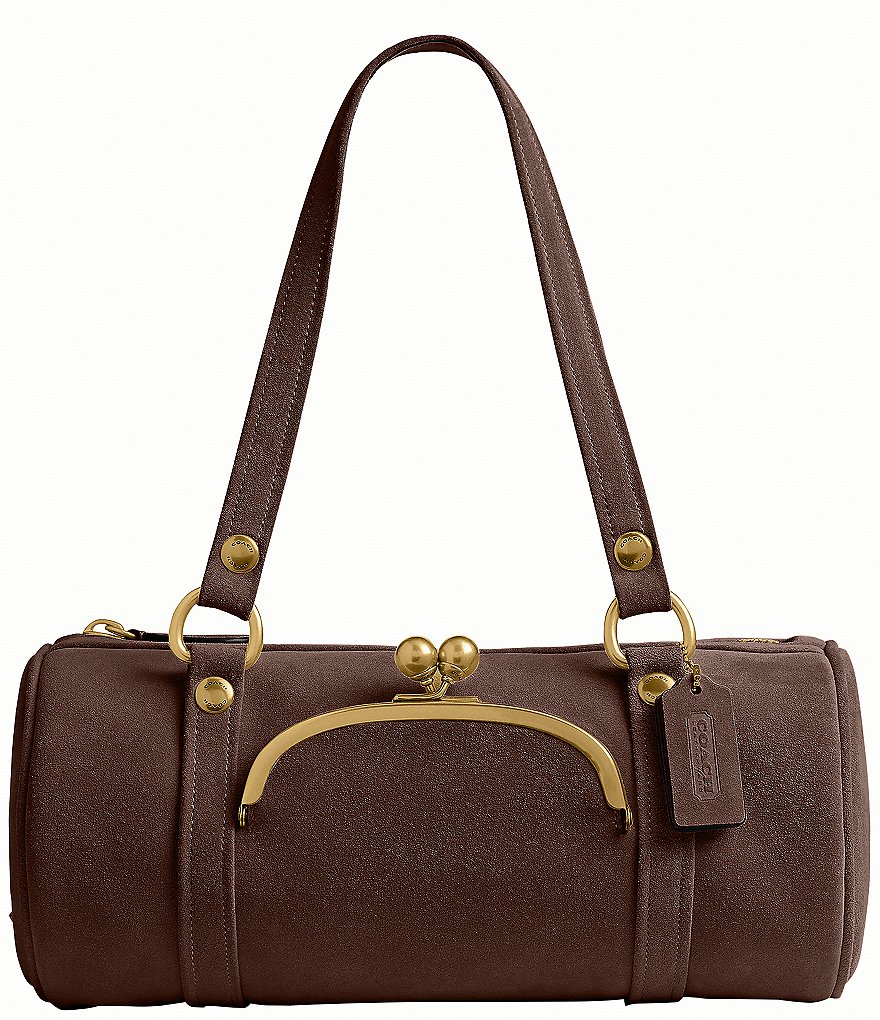 COACH The Coach Originals Suede Kisslock Barrel Bag | Dillard's