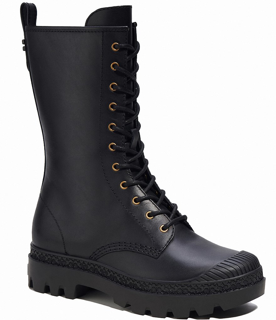 COACH Tasha Leather Lug Sole Combat Boots | Dillard's