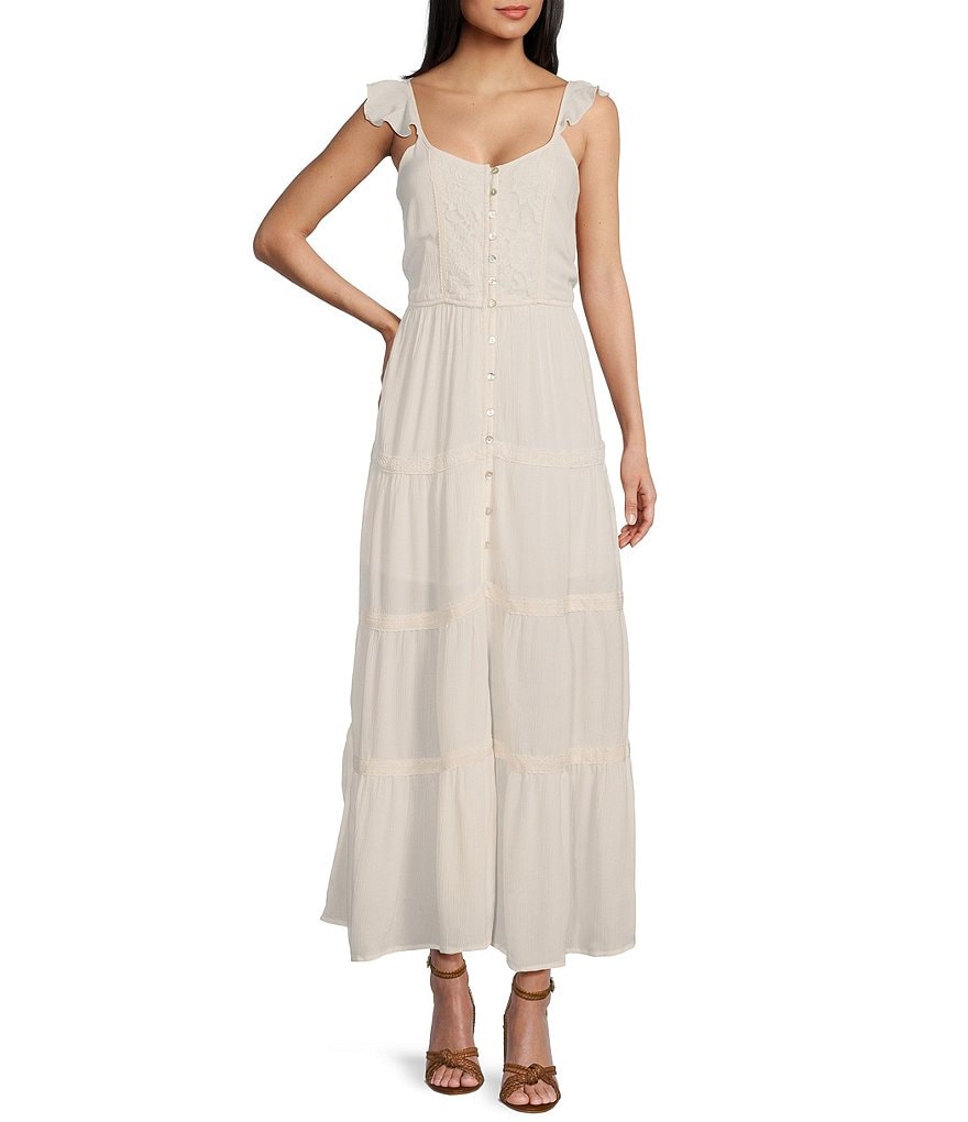 Coco + Jaimeson Lace Trim Maxi Dress | Dillard's