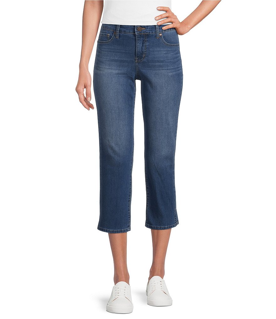 Code Bleu Chelsea Mid Rise Classic 5-Pocket Slit Hem Capri Stretch Denim  Jeans | Dillard's