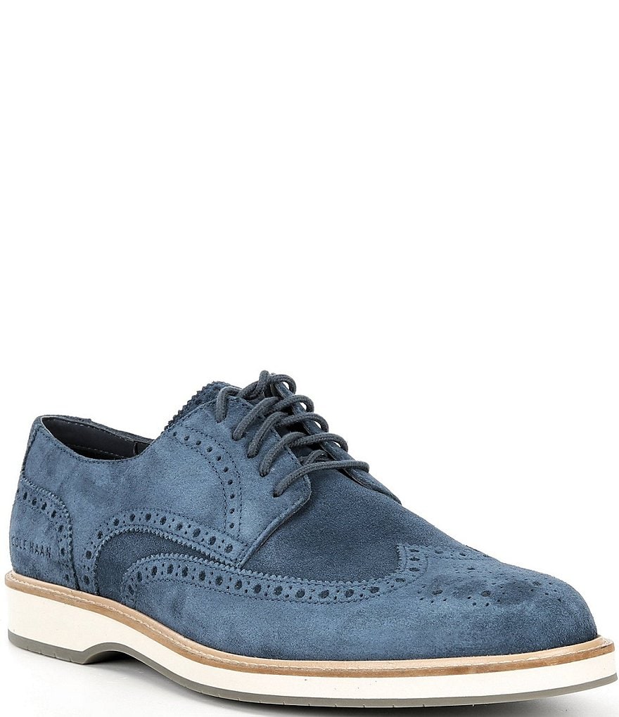 COLE HAAN EUC MENS SZ 9M BLUE SUEDE WINGTIP GUMSOLE OXFORD SHOES Cole Haan Suede Blue Dress Shoes for Men for sale | eBay main image 4