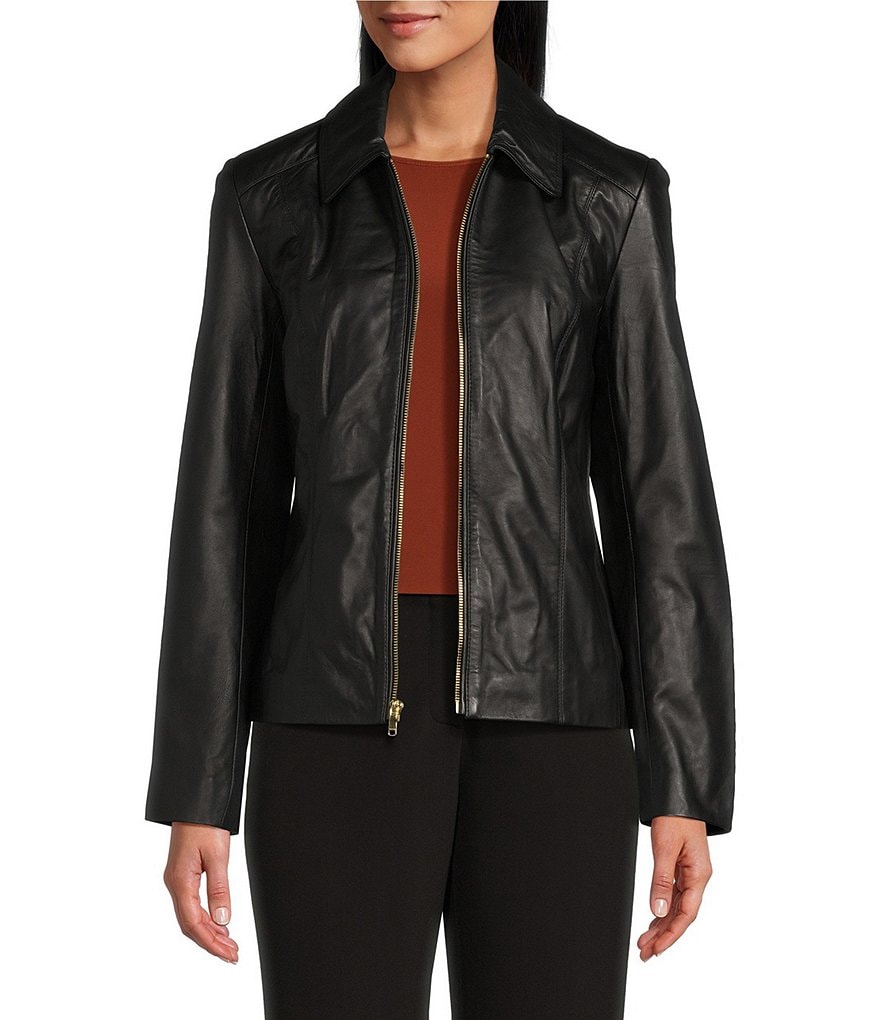 Cole haan petite leather moto outlet jacket