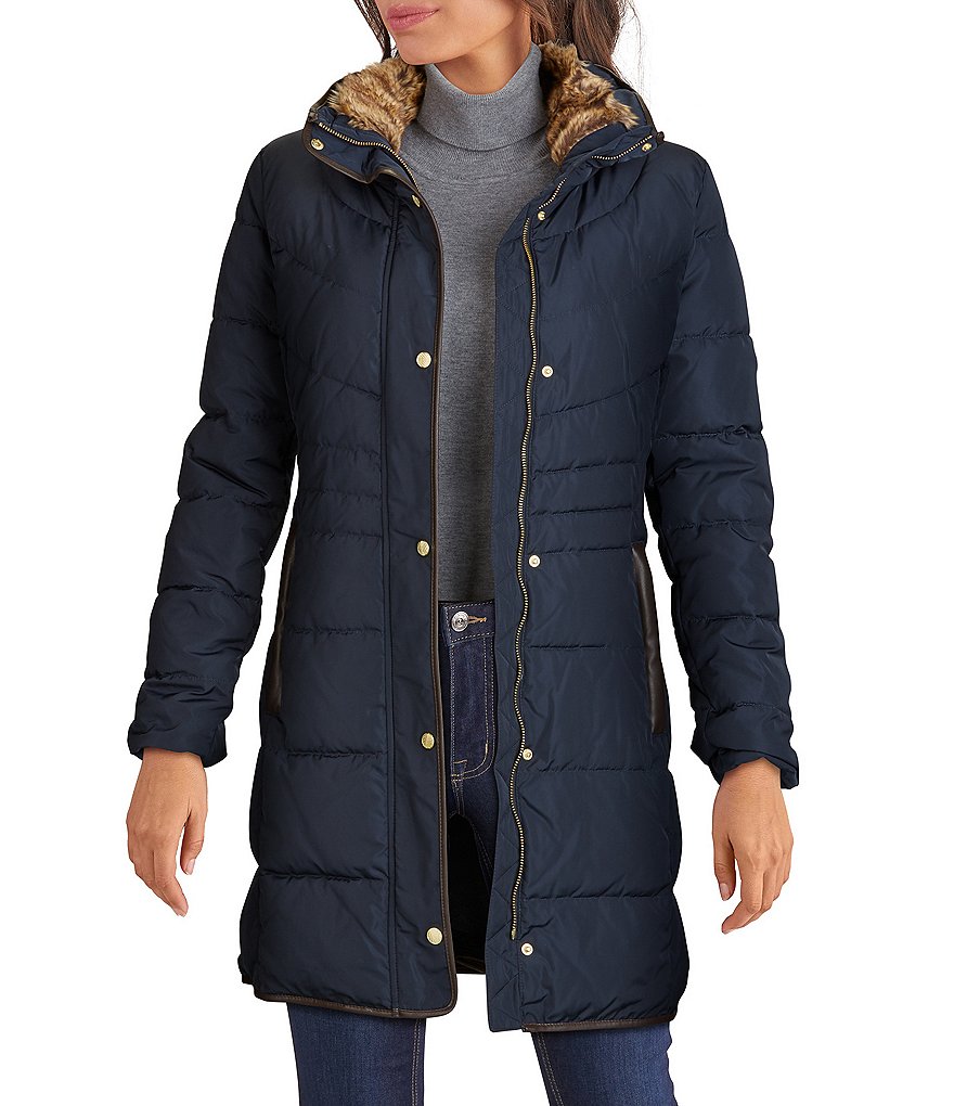 cole haan tech down parka with faux fur trim