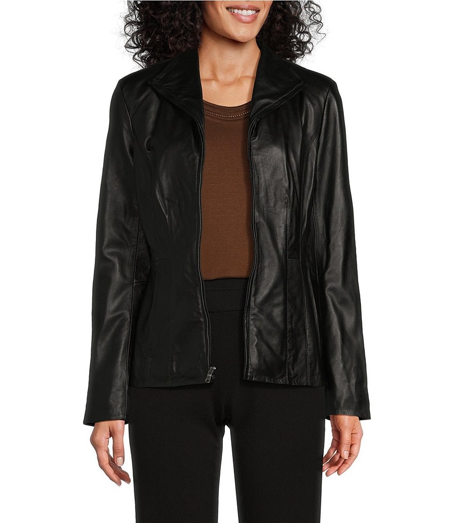 Cole haan lambskin leather moto jacket best sale