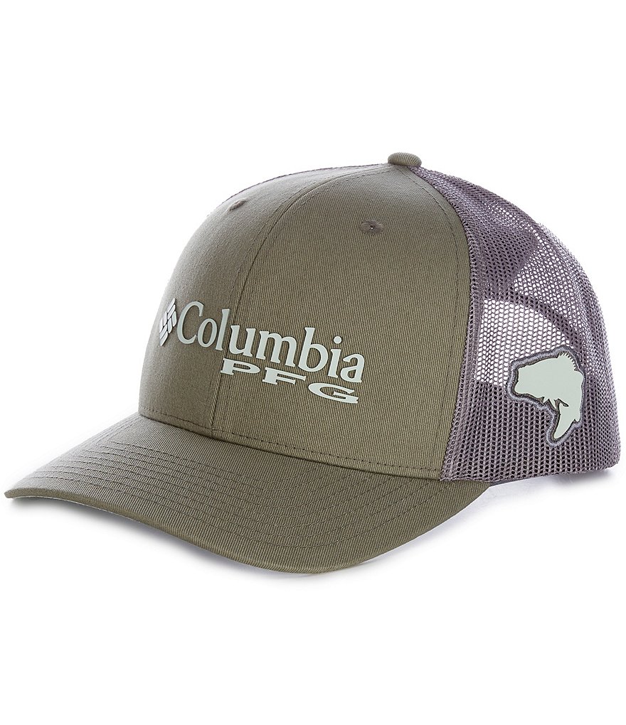Columbia PFG Mesh Snap Back Ball Cap, SC - Beet/Charcoal, One Size