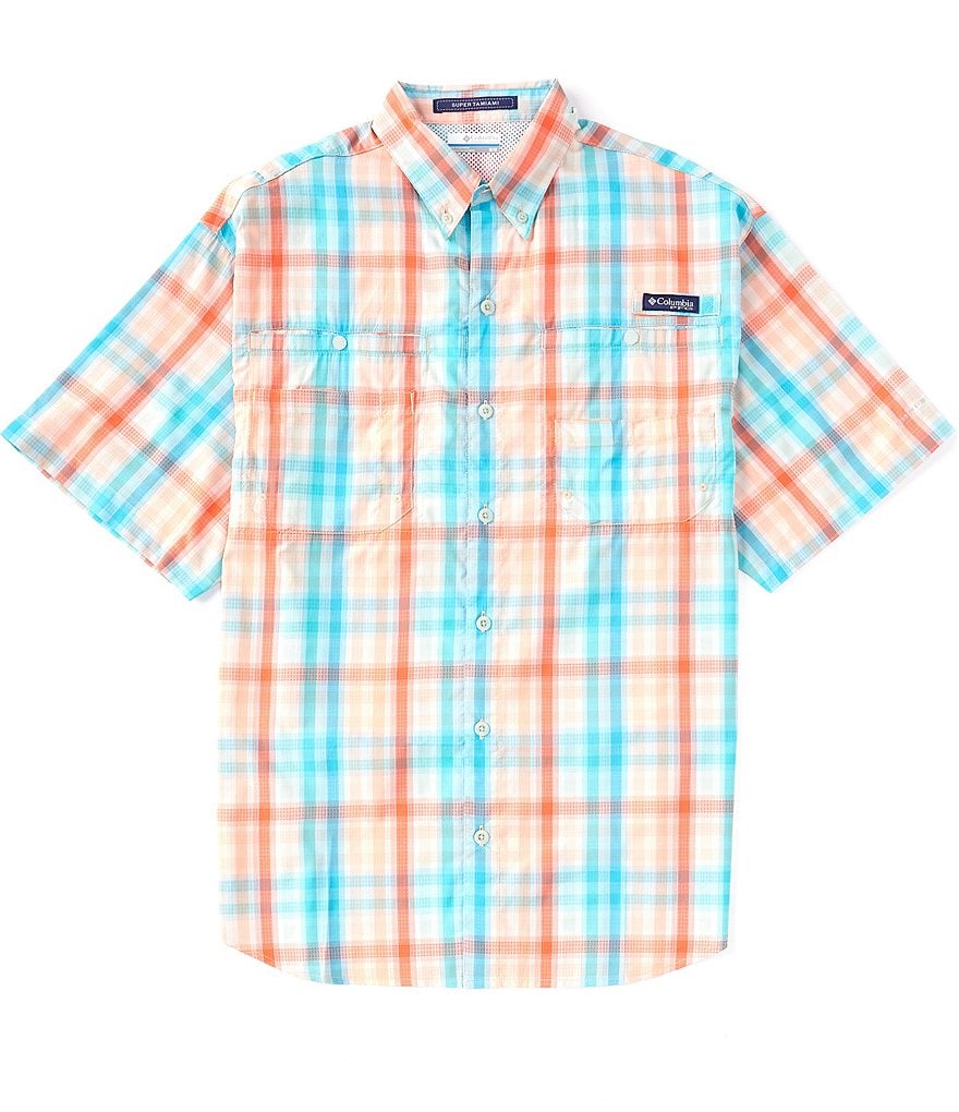 Columbia PFG Super Tamiami Mini-Check Short-Sleeve Woven Shirt | Dillard's