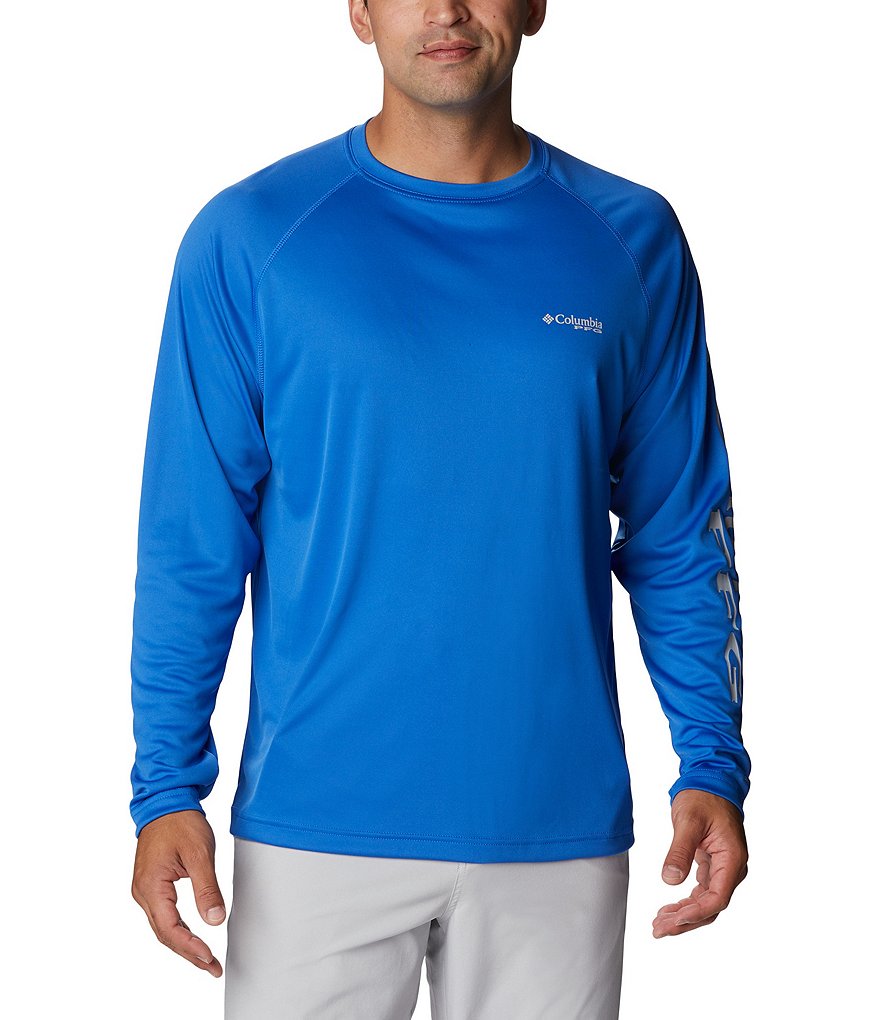 Columbia Men's Terminal Tackle PFG Sleeve Long Sleeve Shirt, Blue  Macaw/Blue Macaw PFG Camo, Large