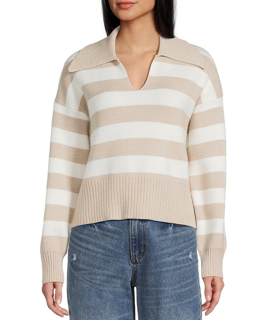 Copper Key Collared Stripe Sweater | Dillard's