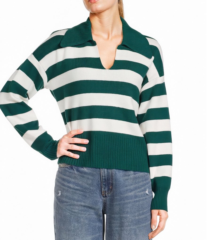 C.E CAVEMPT シーイー STRIPE COLLARED SWEAT L Conrad Quarter Zip Sweater Men's Casual Wear | Stacyadams.com