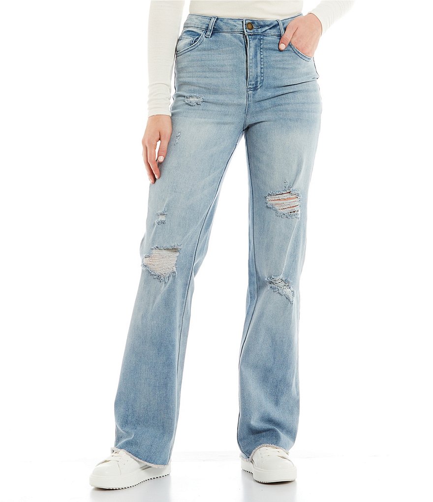 Copper Key High Rise Wide Leg Distressed Jeans Dillard's