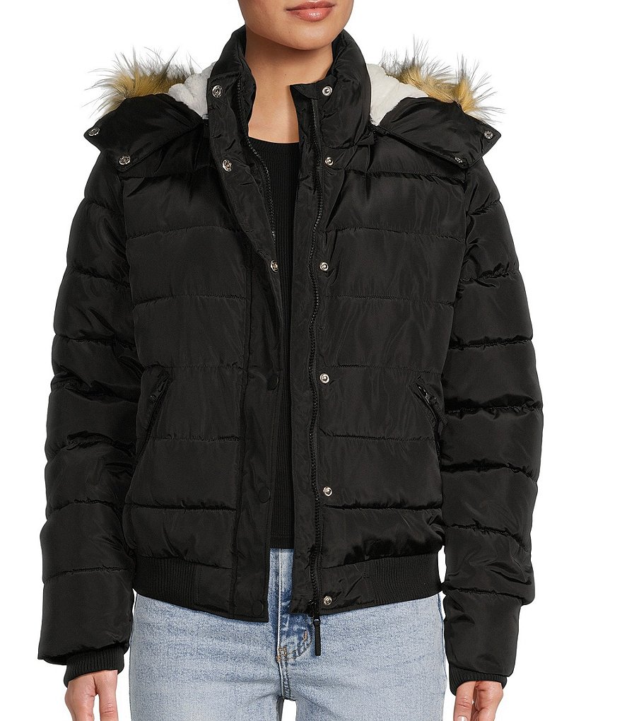 Copper Key Hooded Faux Fur Lined Puffer Jacket