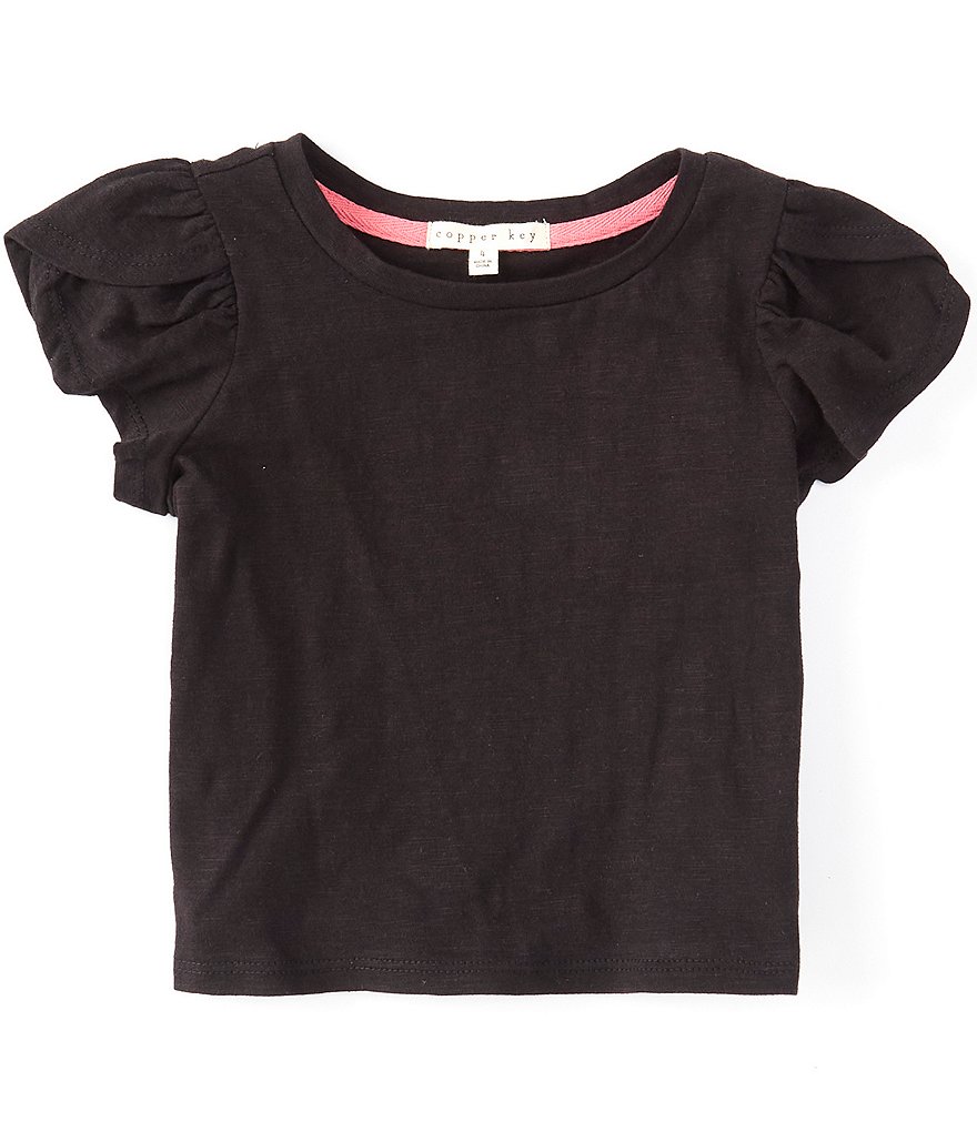 Copper Key Little Girls 2T-6X Petal Sleeve Slub Knit Top | Dillard's