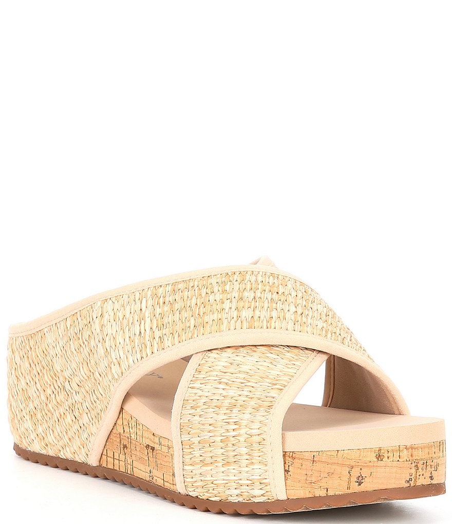 Copper Key MelroseTwo Raffia Criss-Cross Band Platform Wedge
