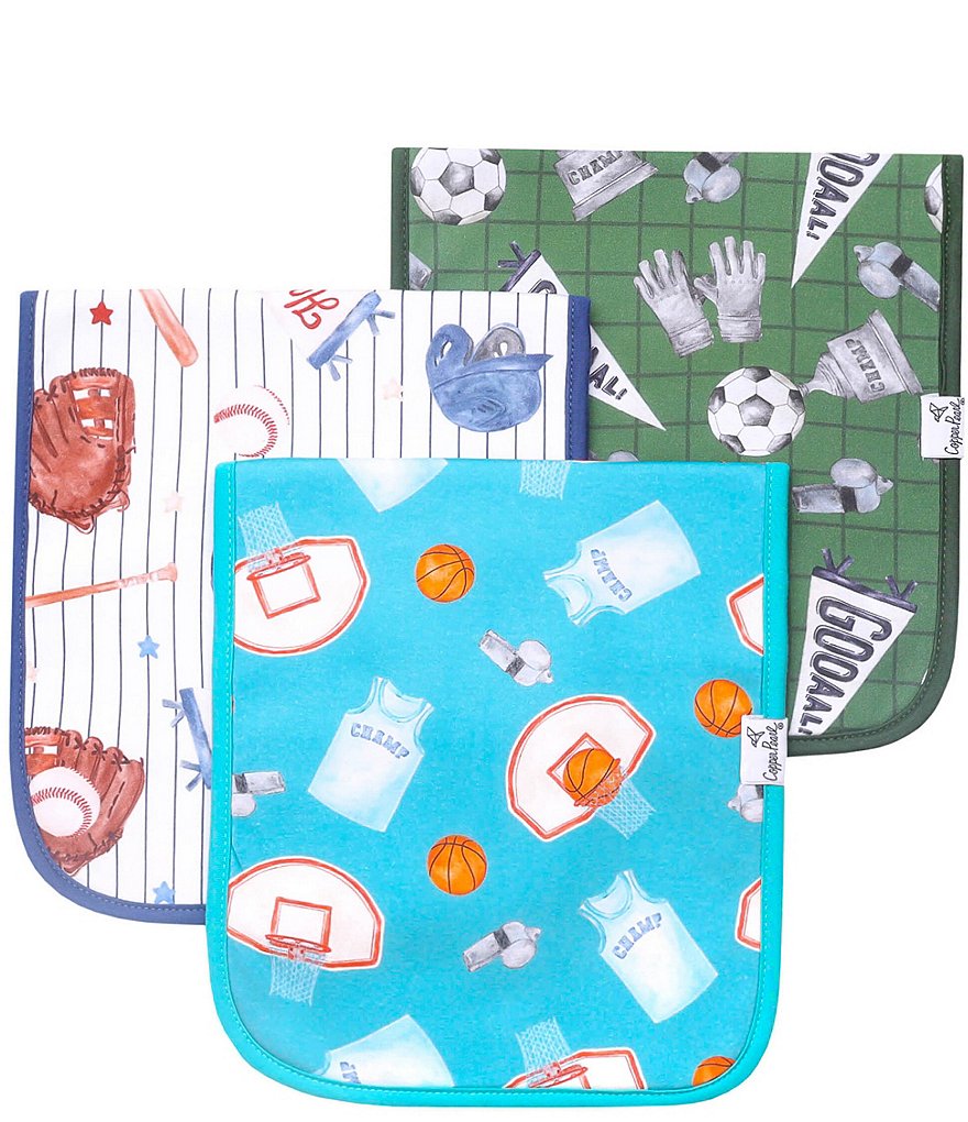 Copper Pearl Baby Boys All-Star Burp Cloths 3-Pack Set