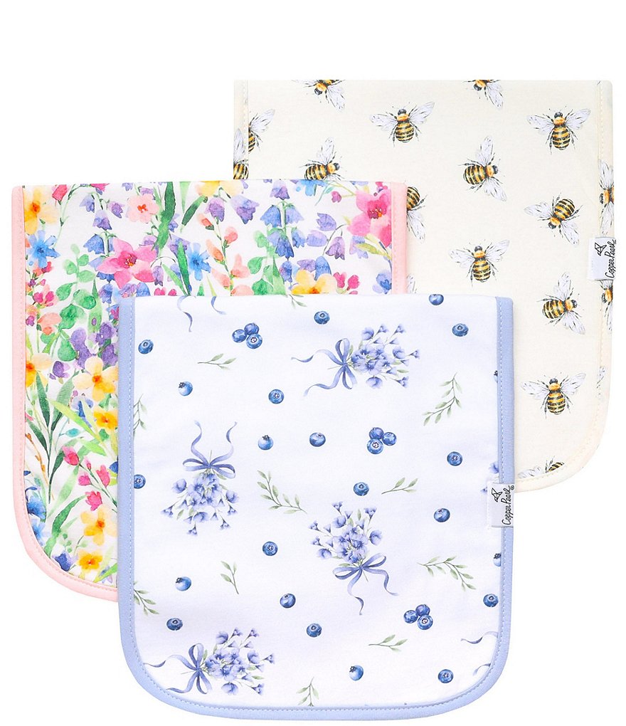 Copper Pearl Baby Girls Catherine Burp Cloth 3-Piece Set