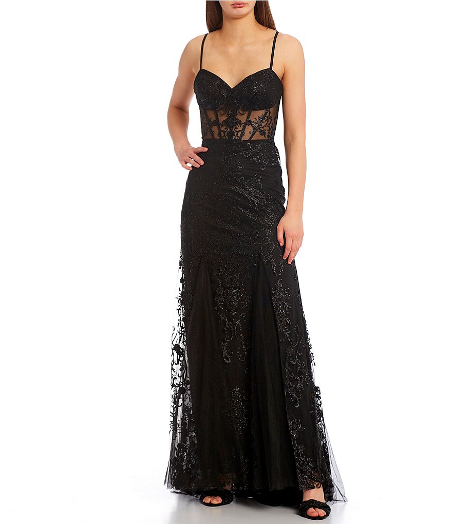 Daisy Lace Corset Dress See Through Prom Dress in Floor Lenght ARD2812