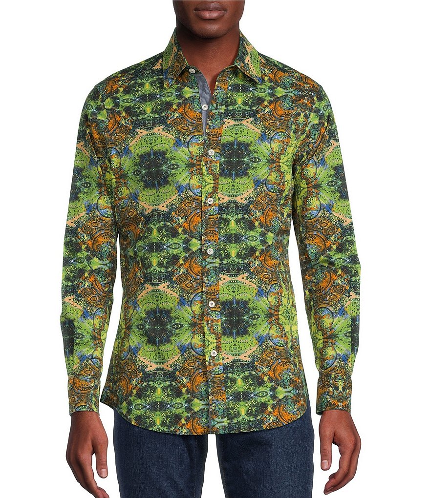 Cremieux Big & Tall Premium Denim Paisley Stretch Long Sleeve Woven ...