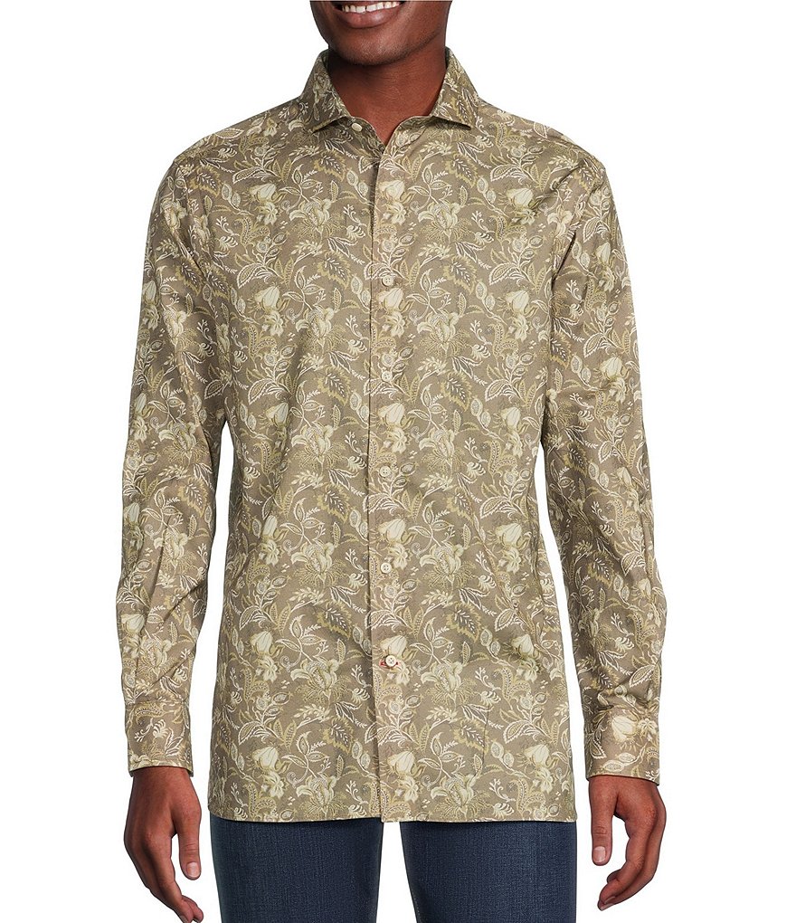 Cremieux Blue Label Classic Fit Floral Print Cotton-Twill Long Sleeve ...