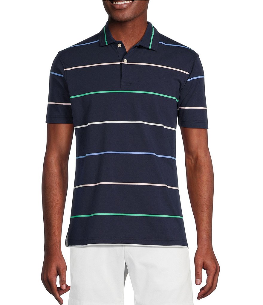 Cremieux Blue Label Classic Fit Stripe Short Sleeve Jersey Polo Shirt ...