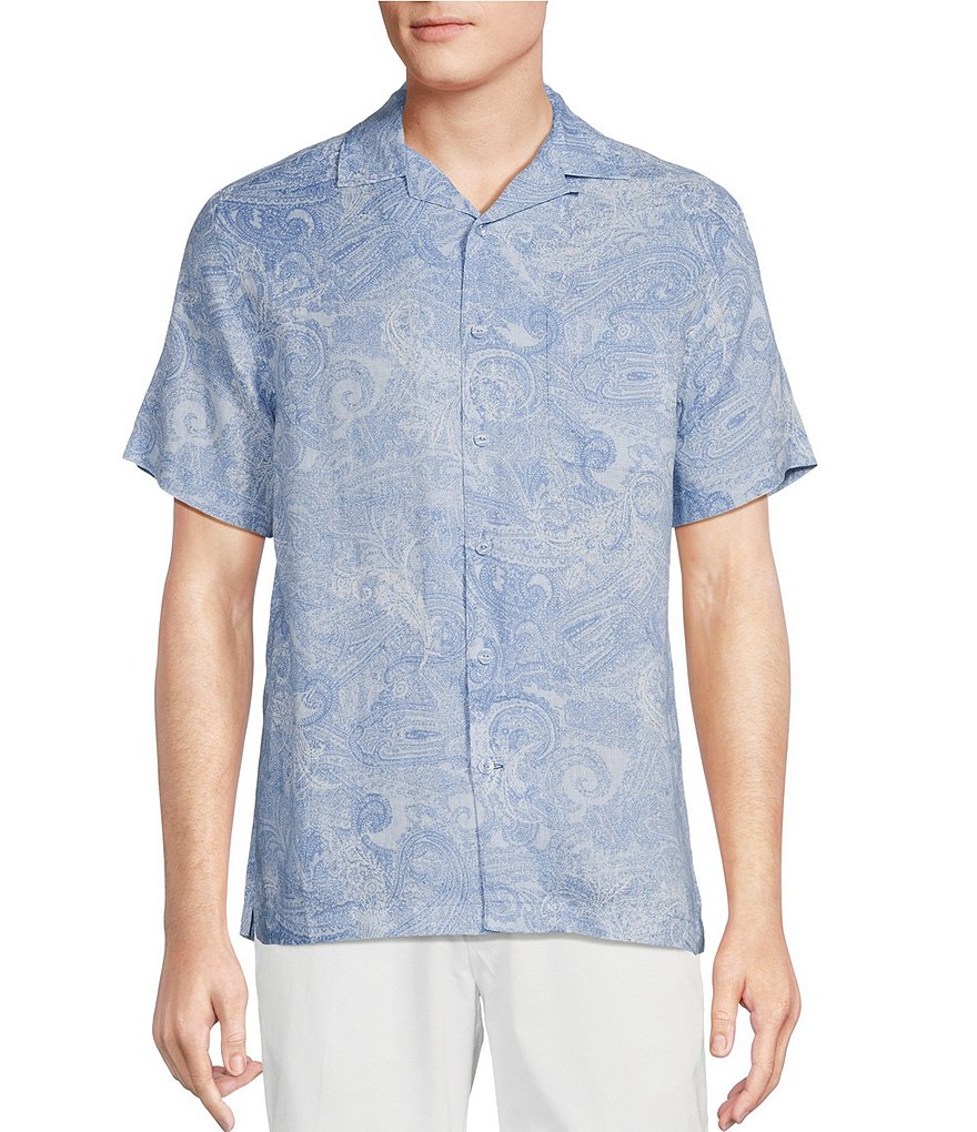 Cremieux Blue Label French Linen Collection Paisley Print Short Sleeve ...