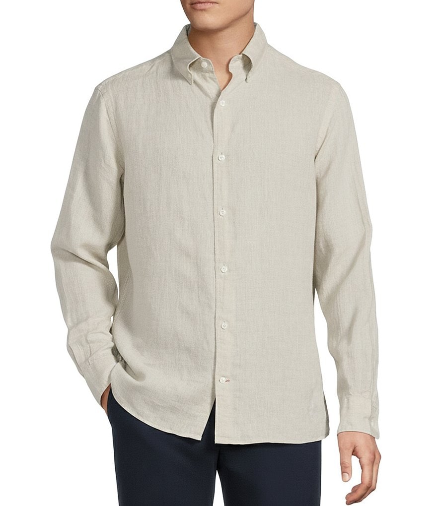 Cremieux Blue Label Long Sleeve Spread Solid French Linen Woven