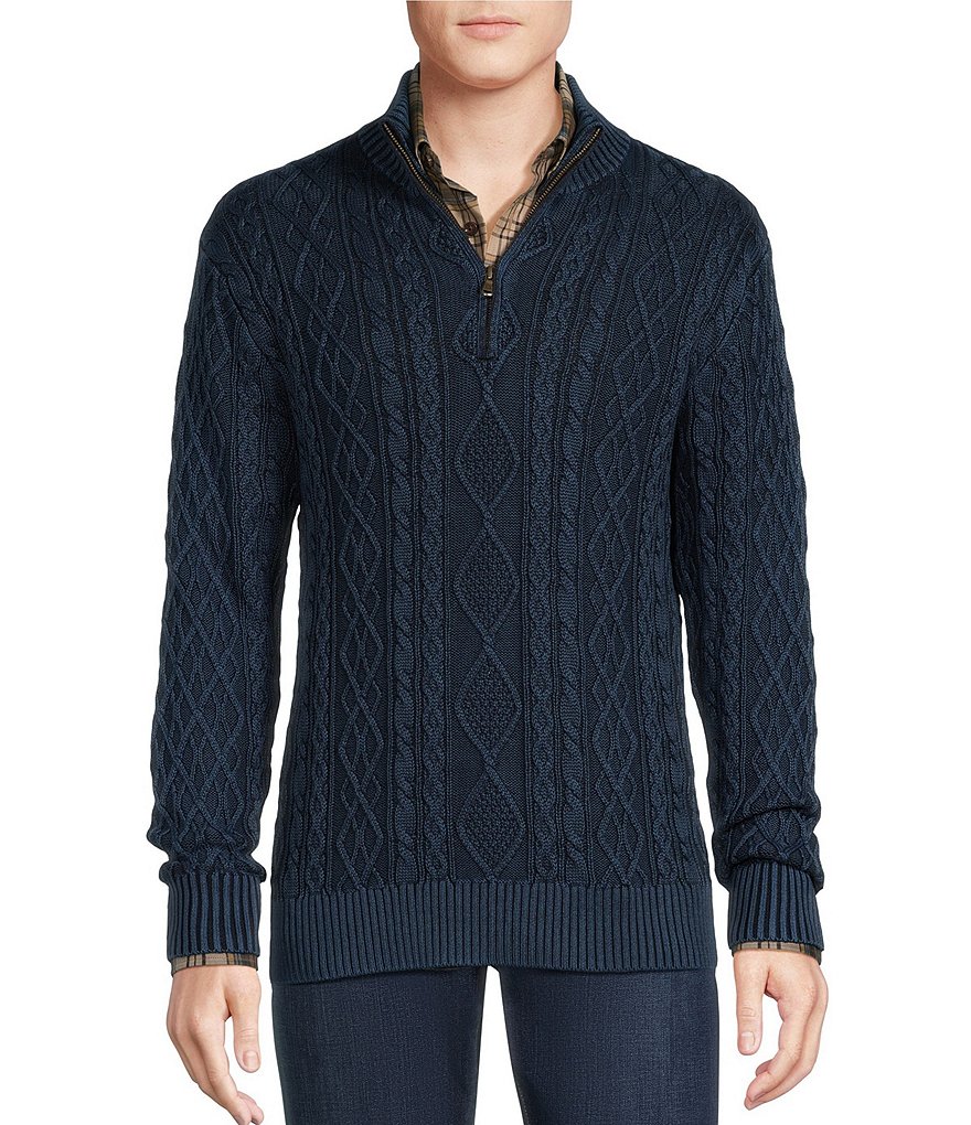Cremieux Blue Label The Gamekeeper Collection Garment-Dyed Cable Knit ...