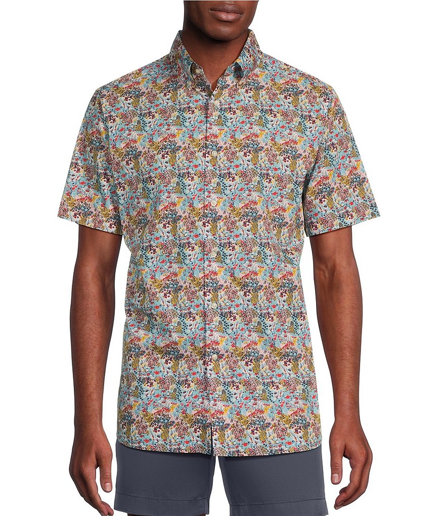 Cremieux Blue Label Wild Flower Fields Poplin Short Sleeve Woven Shirt ...