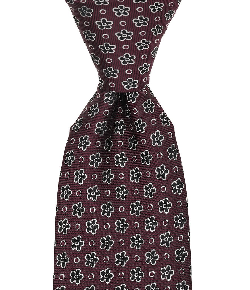 Floral Dotted Traditional Silk Tie
