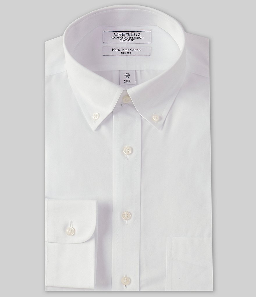 Cremieux Non-Iron Classic-Fit Button-Down Collar White Dress Shirt