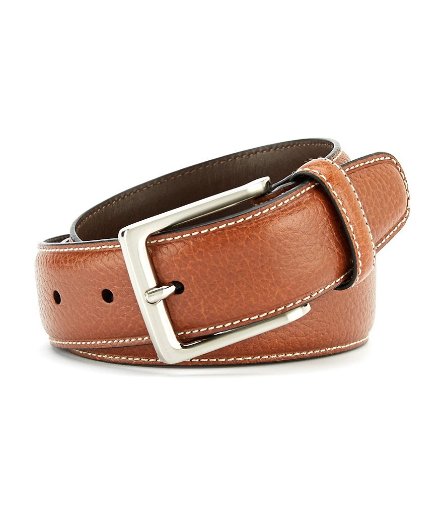 Le Camp brown leather belt contrast stitching