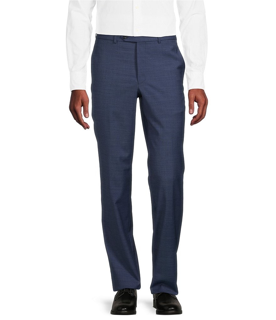 Cremieux Tailored Modern Fit Sharkskin Flat-Front Modern Fit Straight Dress  Pants