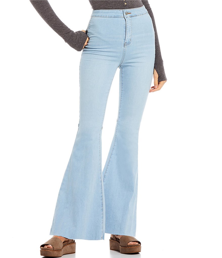 C&V Chelsea & Violet High Rise Raw Edge Flare Jeans | Dillard's