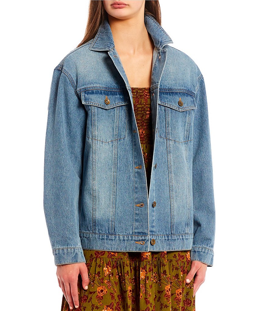 chelsea and violet puff sleeve denim jacket