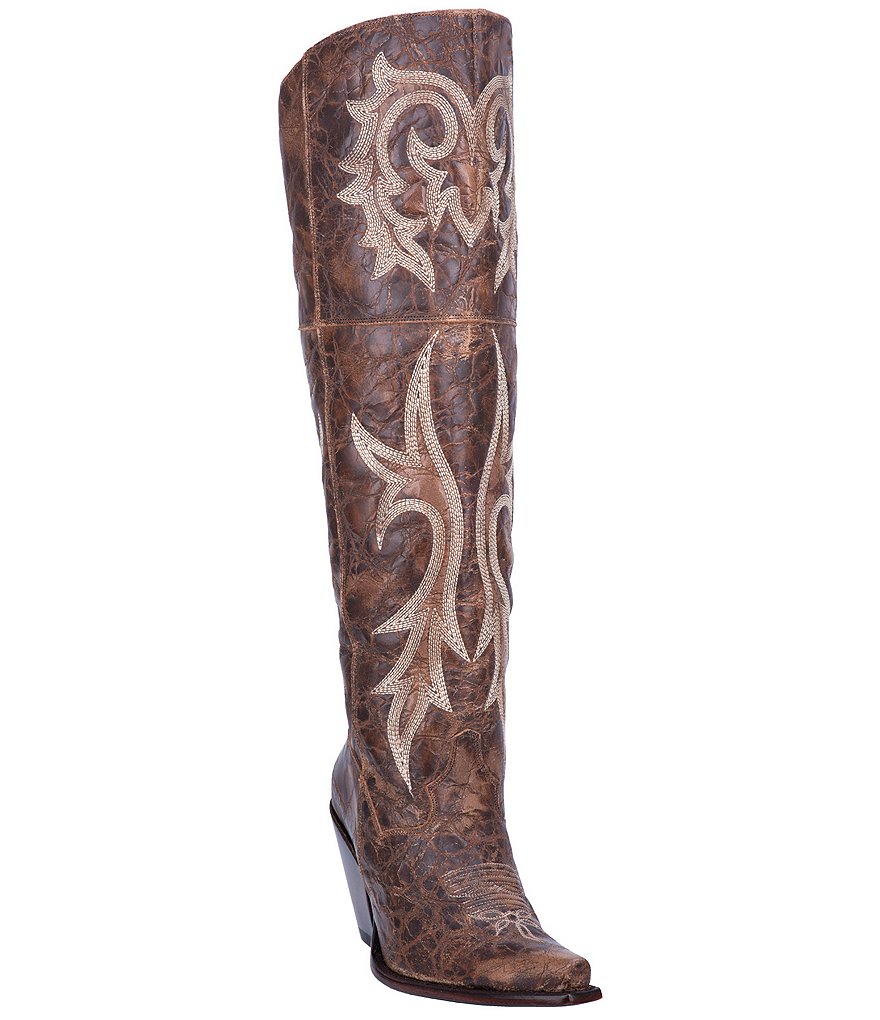 Dan Post Jilted Leather OvertheKnee Western Boots Dillard's