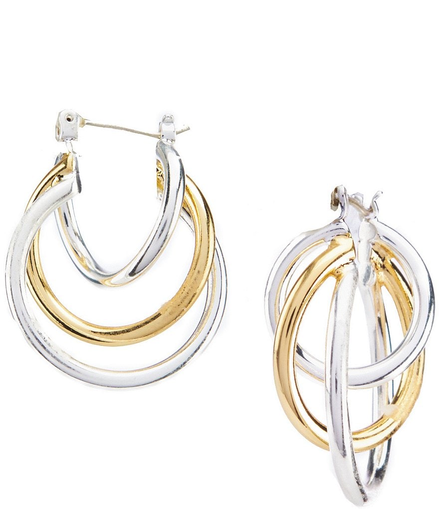 Dillard S Two Tone Triple Twist Hoop Earrings Dillard S Two Tone Triple Twist Hoop Earrings