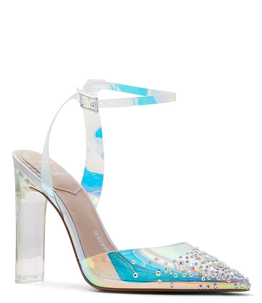 Disney x ALDO Cinderella Glass Slipper Rainbow Clear Jewel Embellished ...
