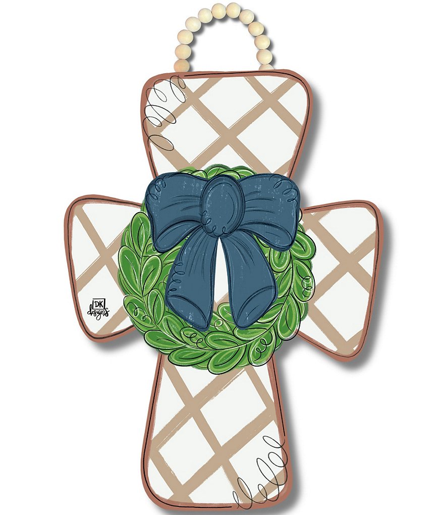 DK Designs Easter Collection Wooden Cross Beaded Hanging Sign