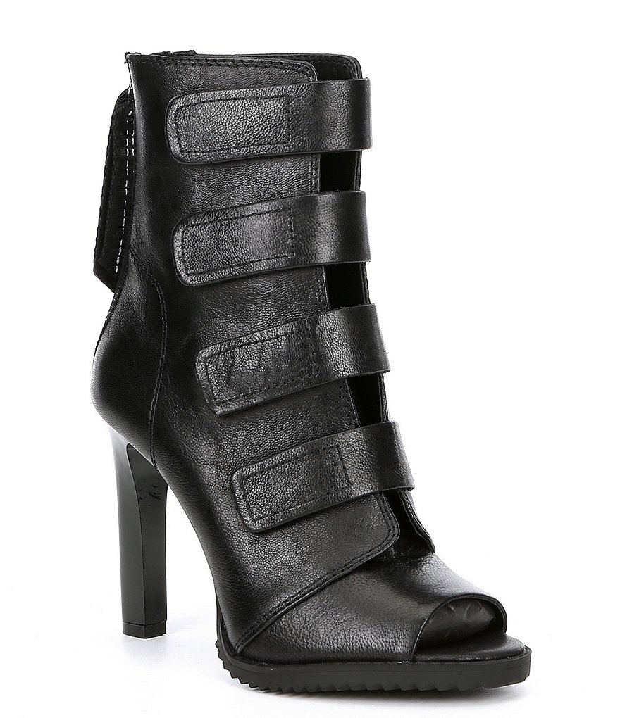 Peep toe boots store black