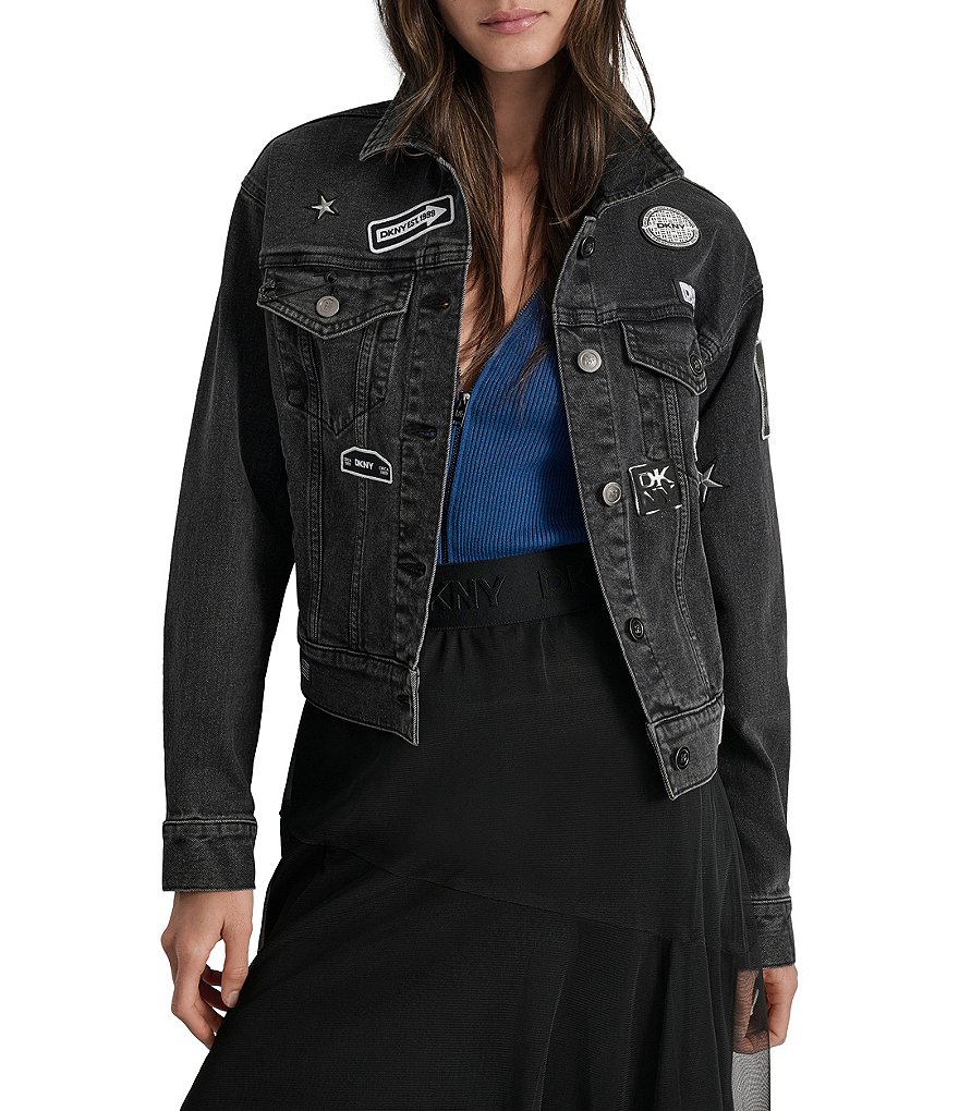 DKNY by Donna Karan Pins And Patches Denim Trucker Jacket | Dillard's