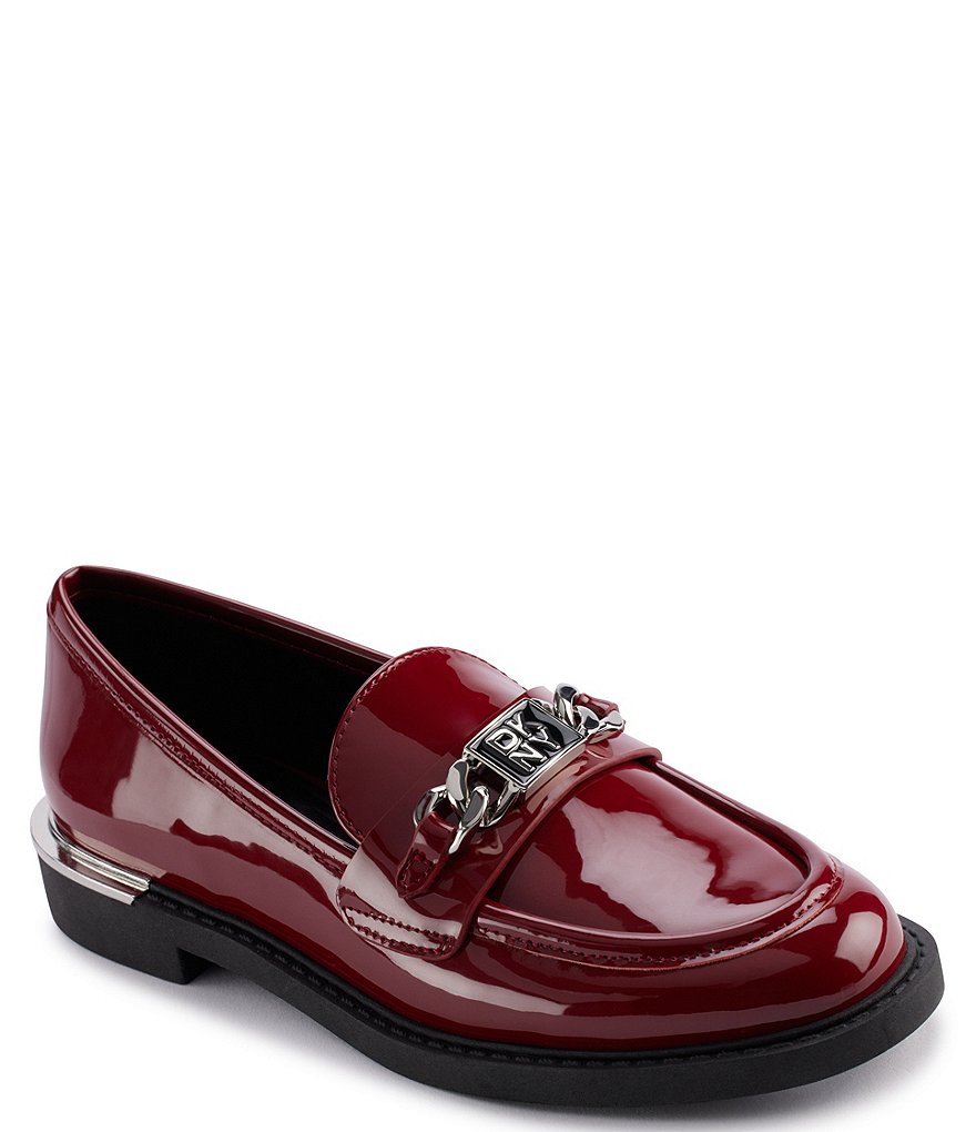 DKNY by Donna Karan Radisson Patent Logo Chain Hardware Loafers 