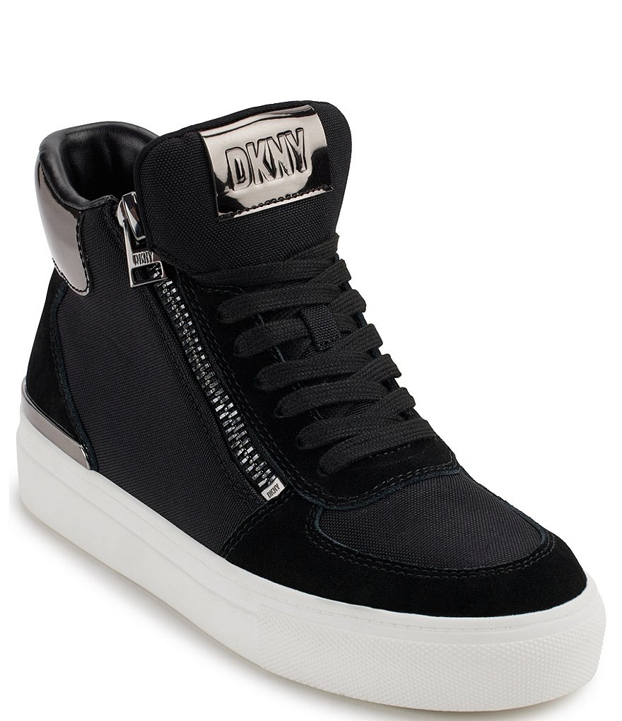 DKNY by Donna Karan Cindell High Top Canvas Lace Up Sneakers