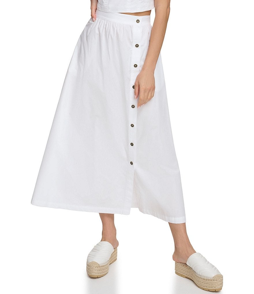 Cotton button outlet down skirt