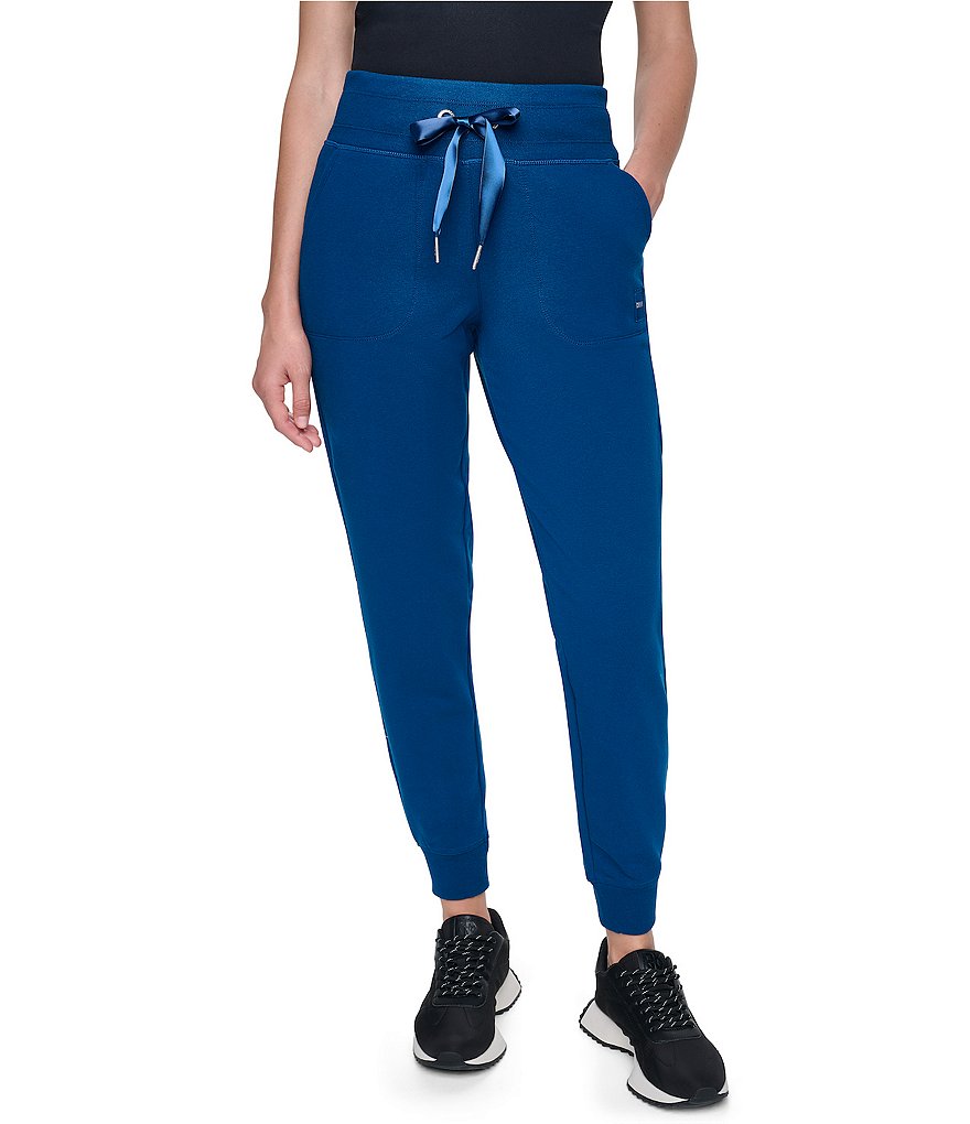 DKNY Sport by Donna Karan Satin Ribbon Tonal Logo Patch Cuffed Coordinating Joggers